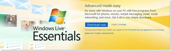 Windows Live Essentials 2011 banner