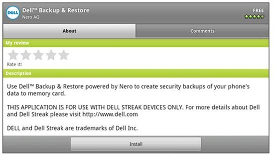 Dell Streak - Froyo Backup and Restore Process