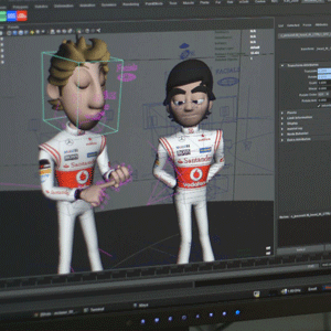Tooned animation rendering on a computer monitor