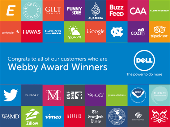 Logos of all the Webby-winning businesses that are Dell customers