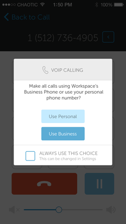 Screenshot of VOIP Calling via Dell Business Phone