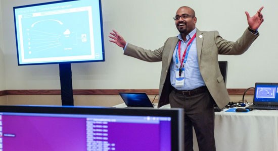 Raja Tamilarasan speaking in the Dell OEM lab at Dell World 2016