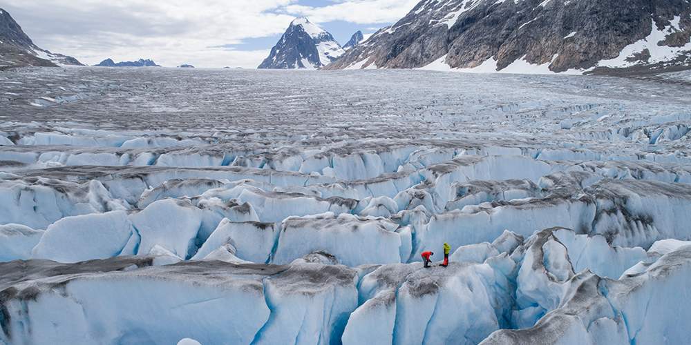 National Geographic Explorer and Dell Ambassador on a glacier in Greenland