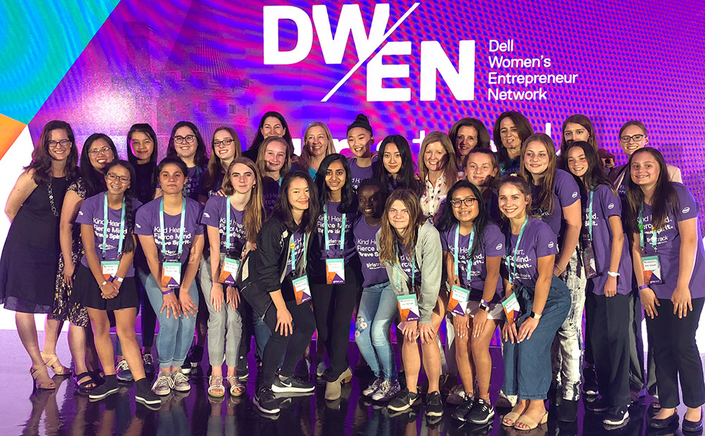group photo of DWEN Summit 2018 Girls' Track participants